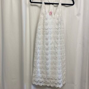 Lilly Pulitzer Natalie Resort White Scallop Lace Strappy Slip Tank Dress